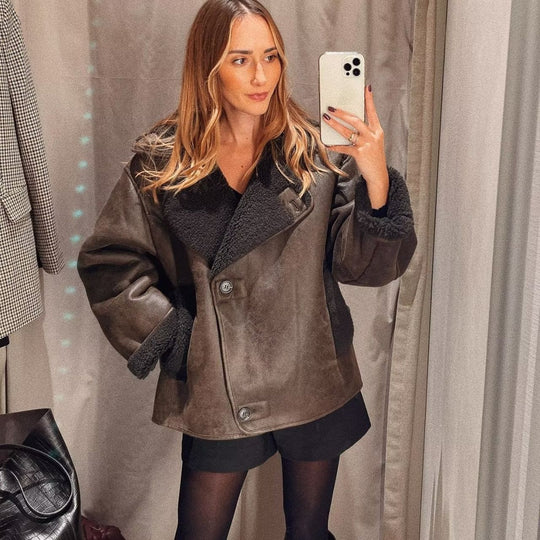 Damen Modische Übergangsjacke mit weichem Fleece-Innenfutter und schickem Revers EB