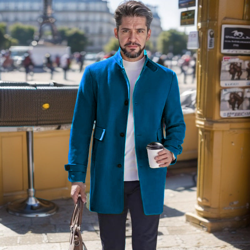 Herren modischer Freizeitmantel mit praktischen Taschen und elegantem Schnitt EB