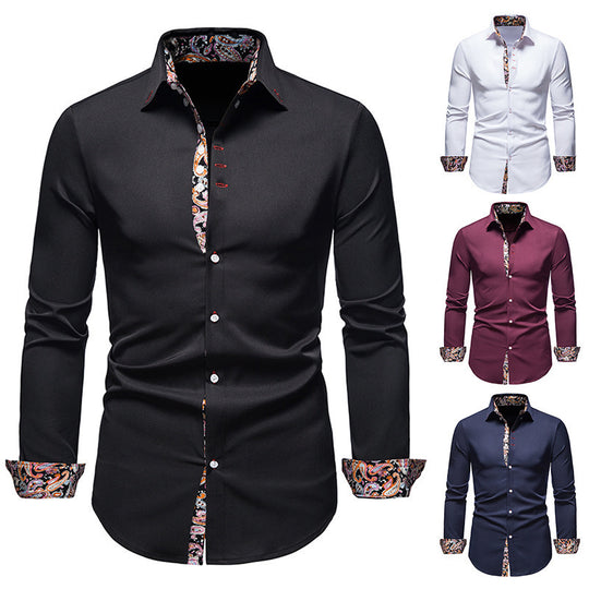 Herren Langarmhemd mit modernem Paisley-Muster und exklusiven Details EB