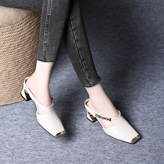 Damen Sling-Pumps mit geometrischem Blockabsatz und modischem Riemchen EB