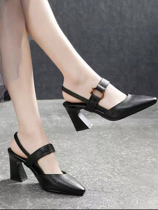 Damen Slingback Pumps mit elegantem Blockabsatz und modischem Riemendesign EB