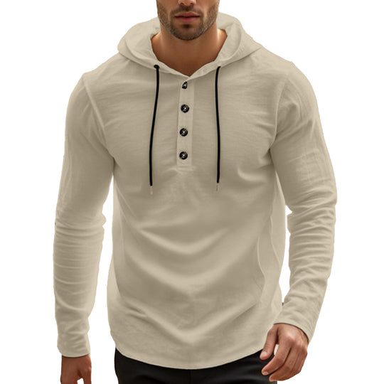 Herren Sport Hoodie mit Knopfleiste und atmungsaktiven Eigenschaften EB