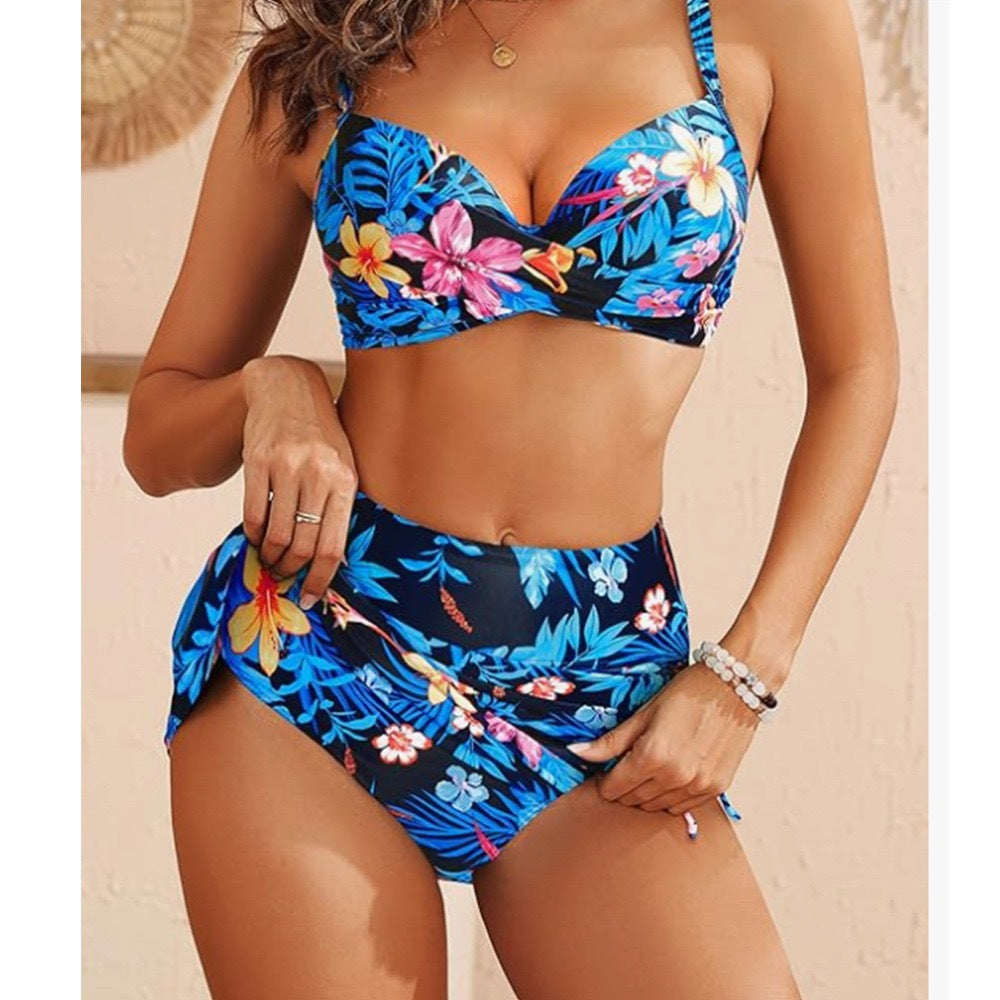 Damen Bikini-Set mit verstellbaren Trägern und modischem Wickeldesign EB