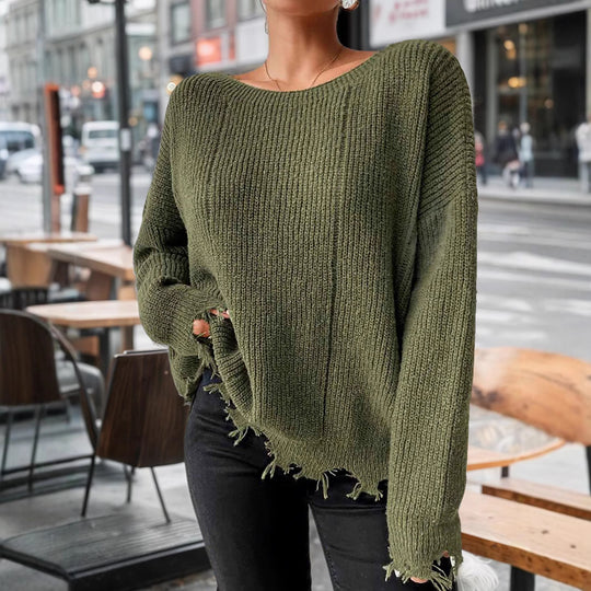 Damen Baumwollpullover mit lässigem Oversized-Schnitt EB