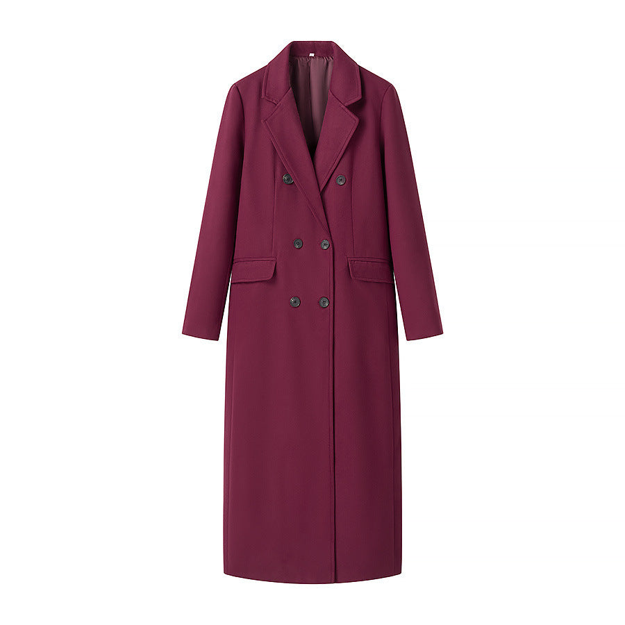 Damen eleganter langarm Mantel im Doppelreiher-Stil EB