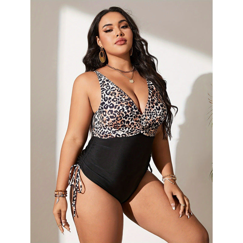 Damen Einteiler Badeanzug mit animalischem Print und figurformendem Design EB
