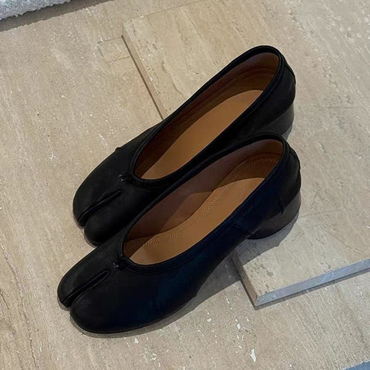 Damen Ballerinas mit spezieller Zehenöffnung und komfortablem Blockabsatz EB