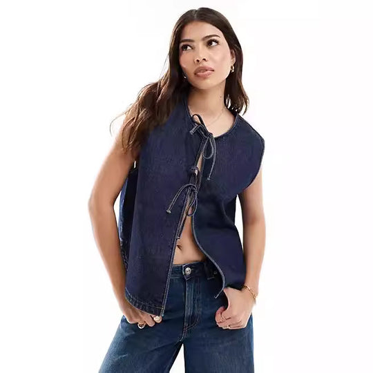 Damen Denim-Weste mit innovativem Schnürverschluss EB