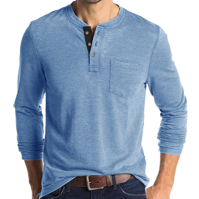 Herren Langarm-Hemd mit Knopfleiste und Brusttasche EB