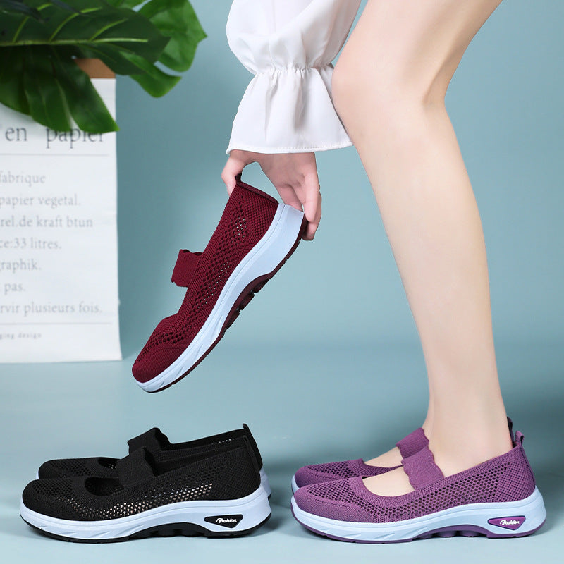 Damen Slip-On Freizeitschuhe mit atmungsaktivem Obermaterial und flexiblem Fußbett EB