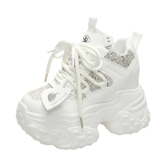 Damen High-Top Sneakers mit glitzernden Akzenten und robustem Profil EB