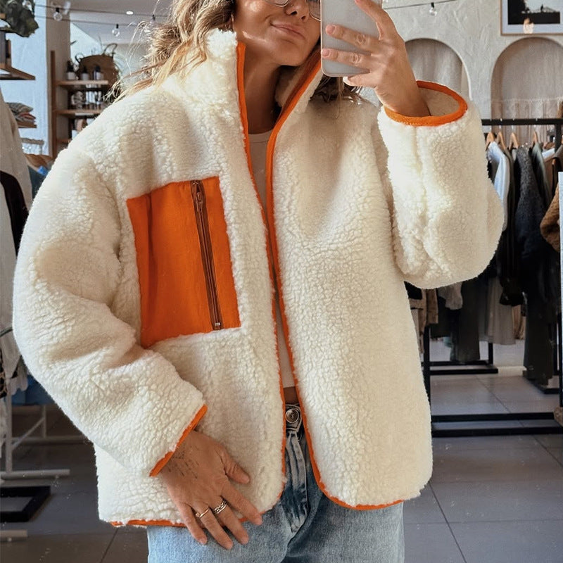 Damen Fleecejacke mit hohem Kragen und praktischem Reißverschluss EB
