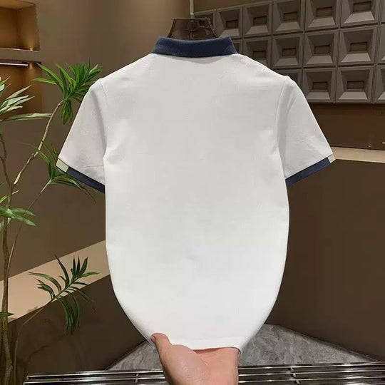 Herren Poloshirt mit Kontrastkragen und feiner Struktur EB
