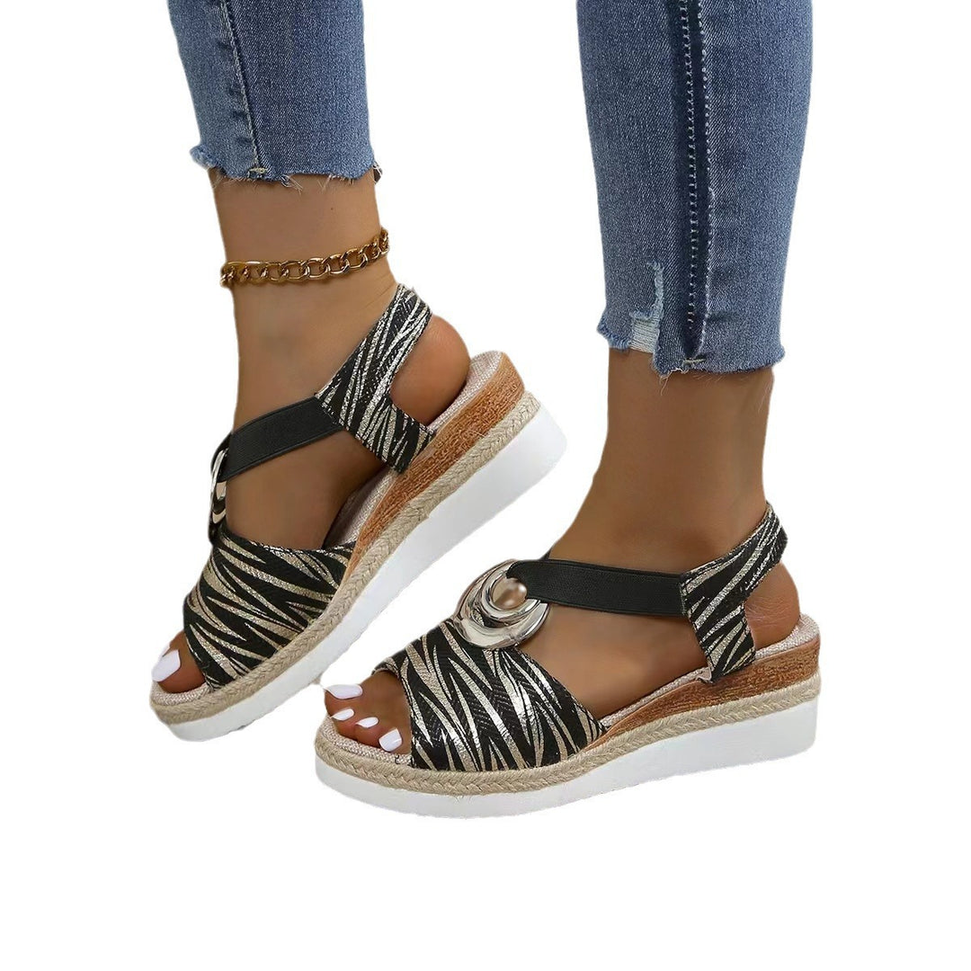 Damen Wedge-Sandalen mit modischem Glitzermuster und komfortablem Fußbett EB