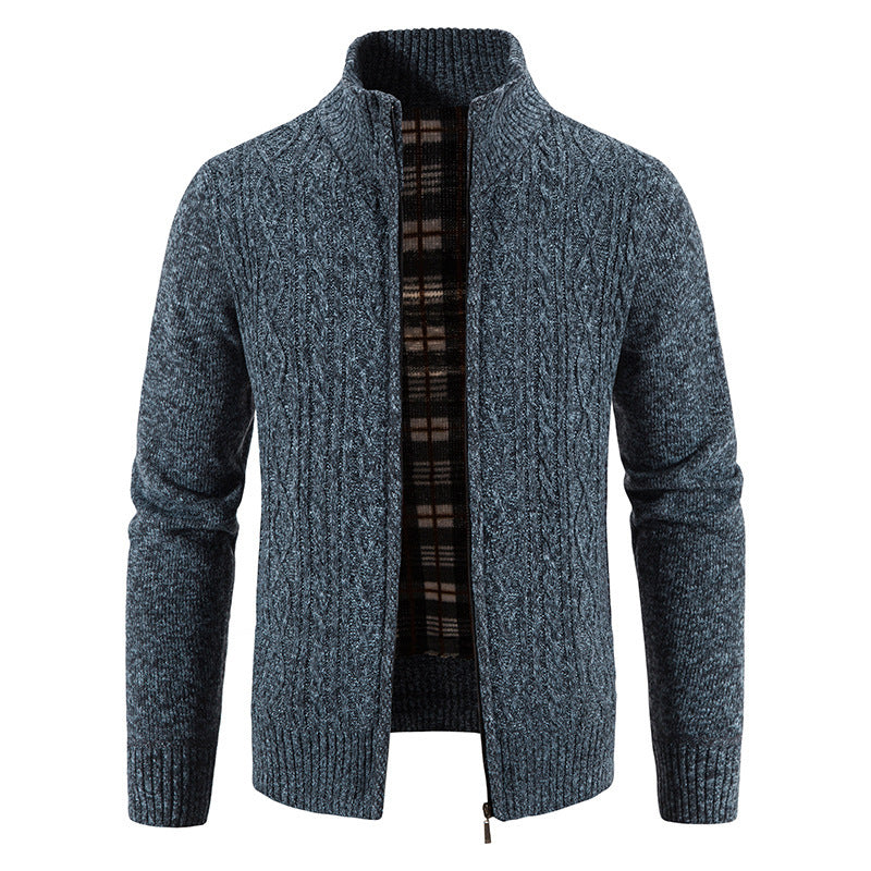 Herren Strickjacke mit hochschließendem Kragen und strukturiertem Design EB
