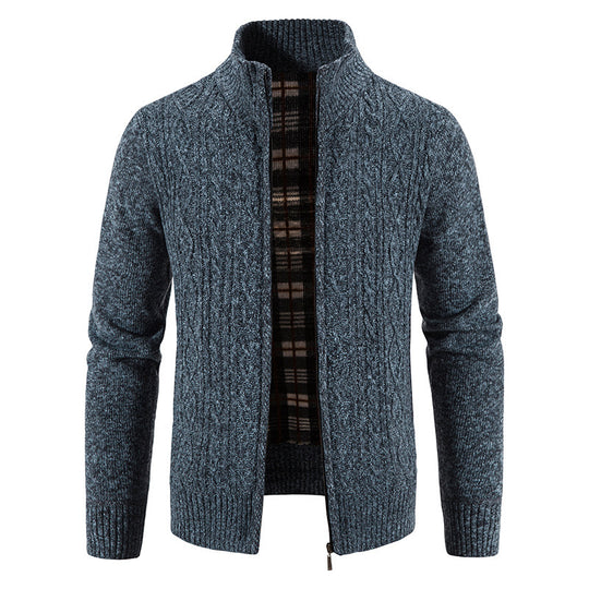 Herren Strickjacke mit hochschließendem Kragen und strukturiertem Design EB