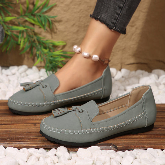 Damen Mokassins mit trendigem Fransen-Design und bequemer Sohle EB