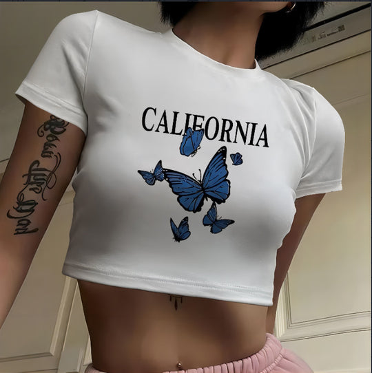 Damen Crop-Top mit innovativem Spinnen-Netz-Design EB