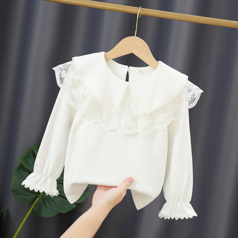 Damen Bluse mit elegantem Spitzenkragen EB