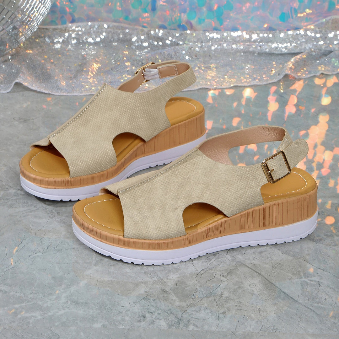 Damen Luftige und modische Sandalen mit Plateau-Absatz EB