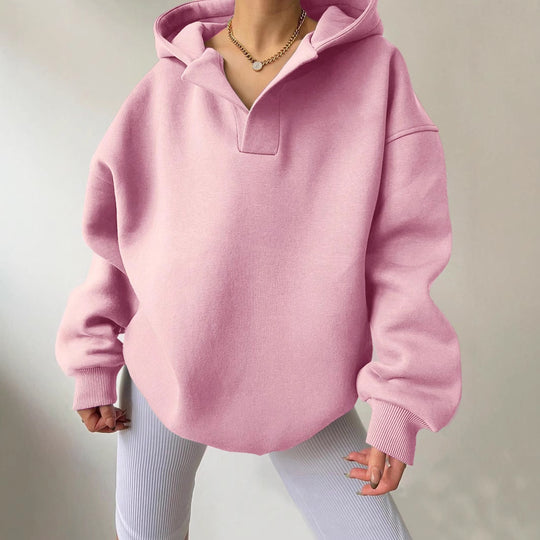 Damen Oversized Kapuzenpullover mit einzigartigem Kragen EB