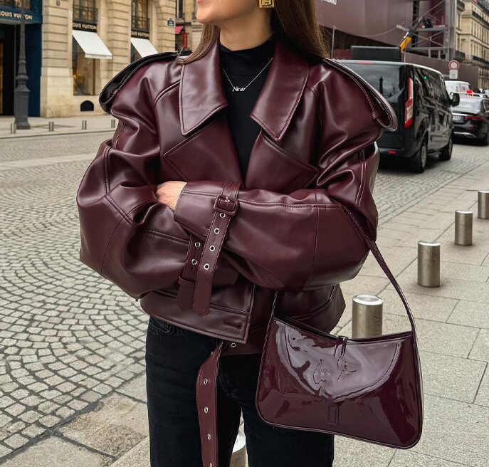 Damen Modische jacke im cropped Design mit Gummizug EB