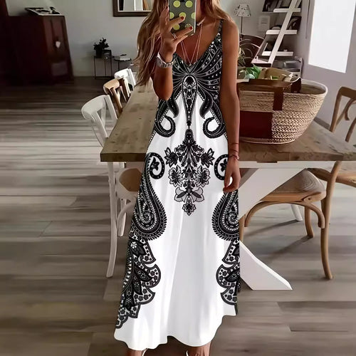 Damen Maxikleid mit farbenfrohem Paisley-Druck EB