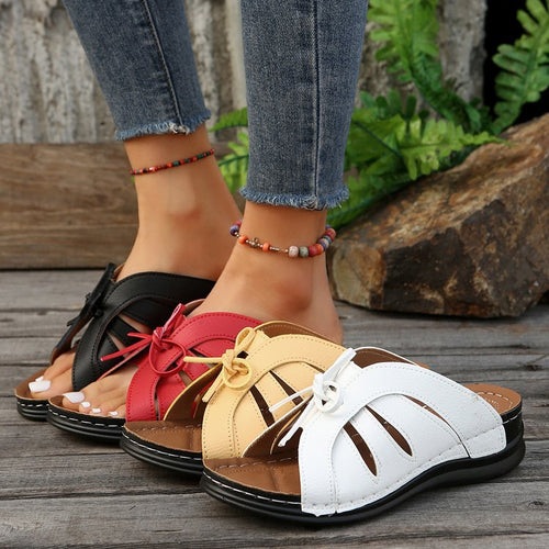 Damen Komfortable Schlupfsandalen mit modischem Schleifendetail EB