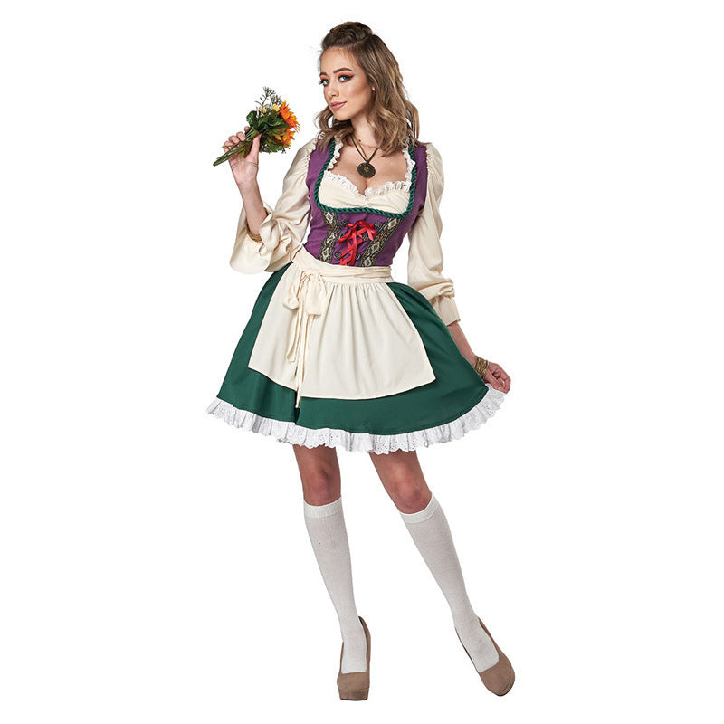 Damen Trachtenkleid mit romantischen Rüschendetails und elegantem Gürtel EB