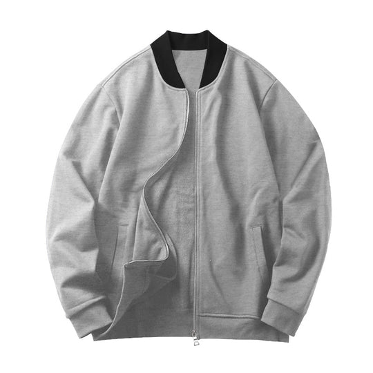 Herren Minimalistische Bomberjacke mit durchgehendem Reißverschluss, geripptem Stehkragen & Eingrifftaschen EB