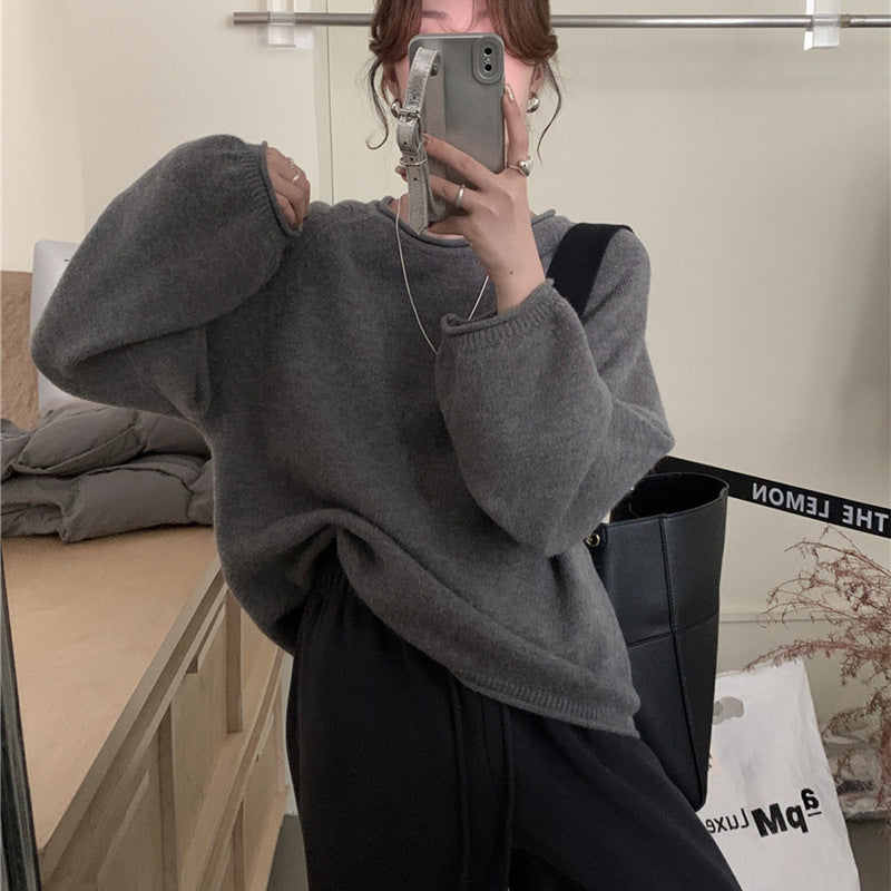 Damen Lässiger Pullover mit voluminösen Ärmeln und weichem Material EB
