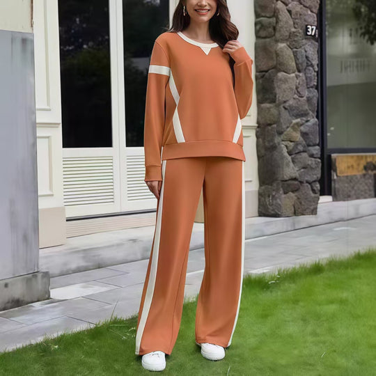 Damen Lounge-Set aus weichem Jersey mit weitem Bein und Kontraststreifen EB