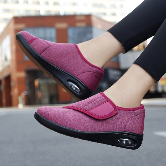 Damen Komfortable Slip-On Sneakers mit elastischem Klettverschluss EB