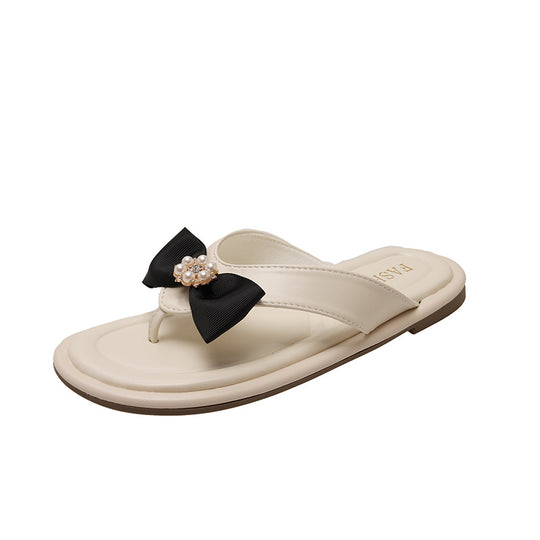 Damen Zierliche Zehentrenner-Sandalen mit eleganter Schleifen-Applikation EB