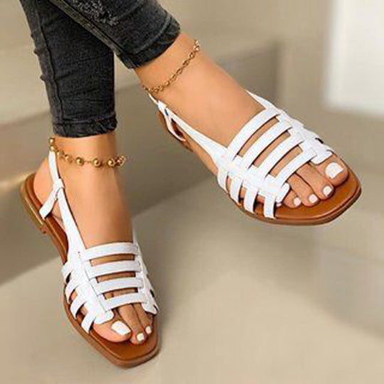 Damen Riemensandalen mit geflochtenem Design und rutschfester Sohle EB