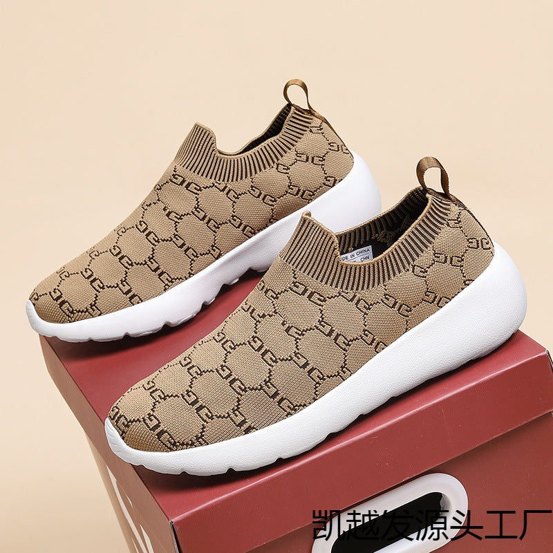 Damen Bequeme Strick-Sneaker mit elastischem Kragen EB