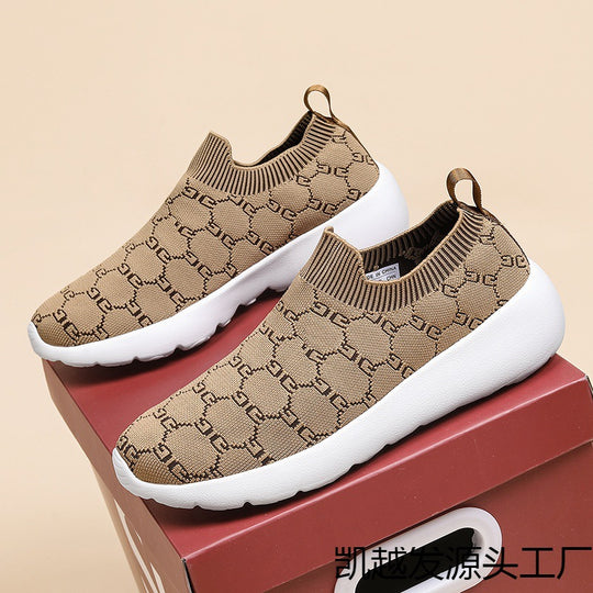 Damen Bequeme Strick-Sneaker mit elastischem Kragen EB