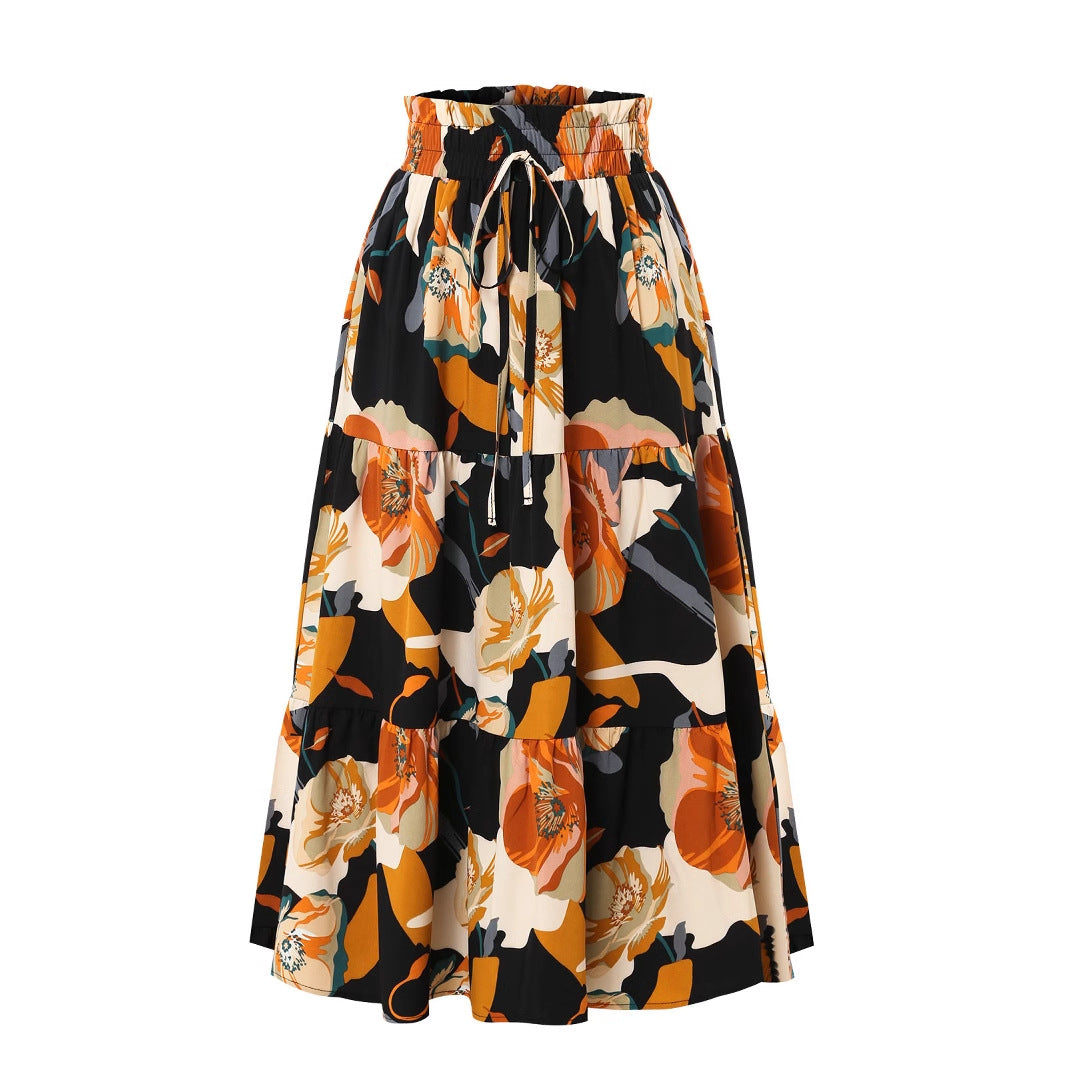 Damen Midirock mit floralem Design EB