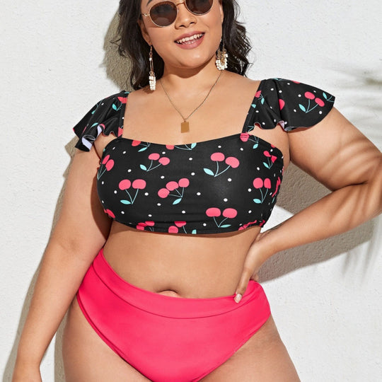 Damen Bikini-Set mit floralem Oberteil und hohem Taillen-Slip EB