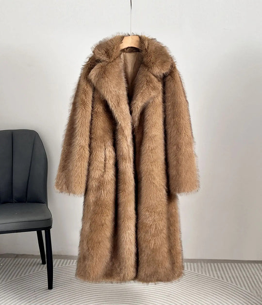 Damen Luxus Kunstfell Mantel EB