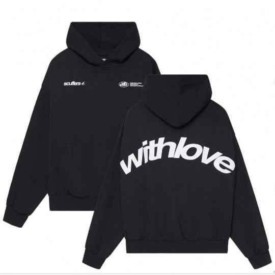 Unisex nan oversized Kapuzenpullover mit großflächigem Rückenprint, Kängurutasche und gerippten Bündchen EB