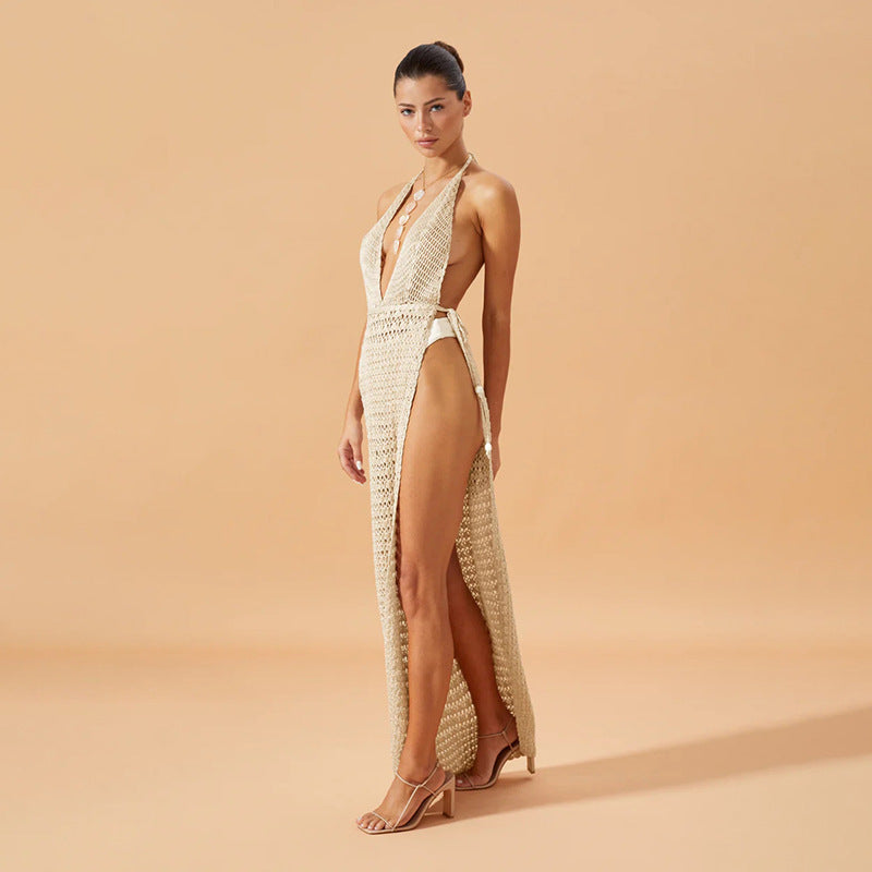 Damen figurbetontes Netzkleid mit raffiniertem Muster EB