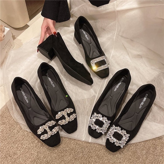Damen Designer-Blockabsatzpumps mit Glitzerakzenten EB