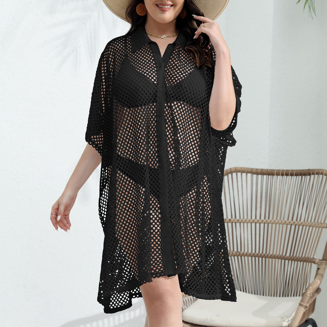 Damen transparenter Strandüberwurf aus Netzmaterial EB