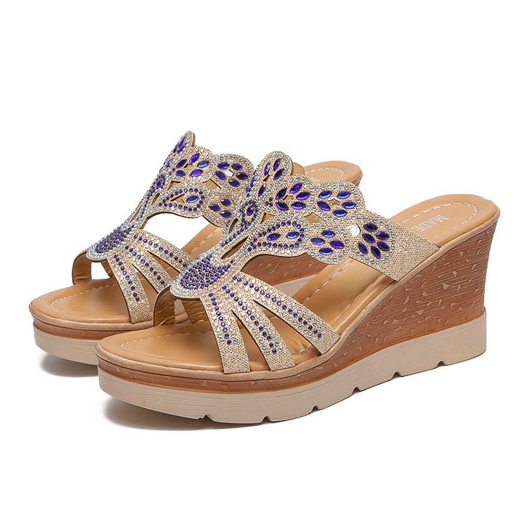Damen Wedgesandalen mit filigranem Blumendesign EB