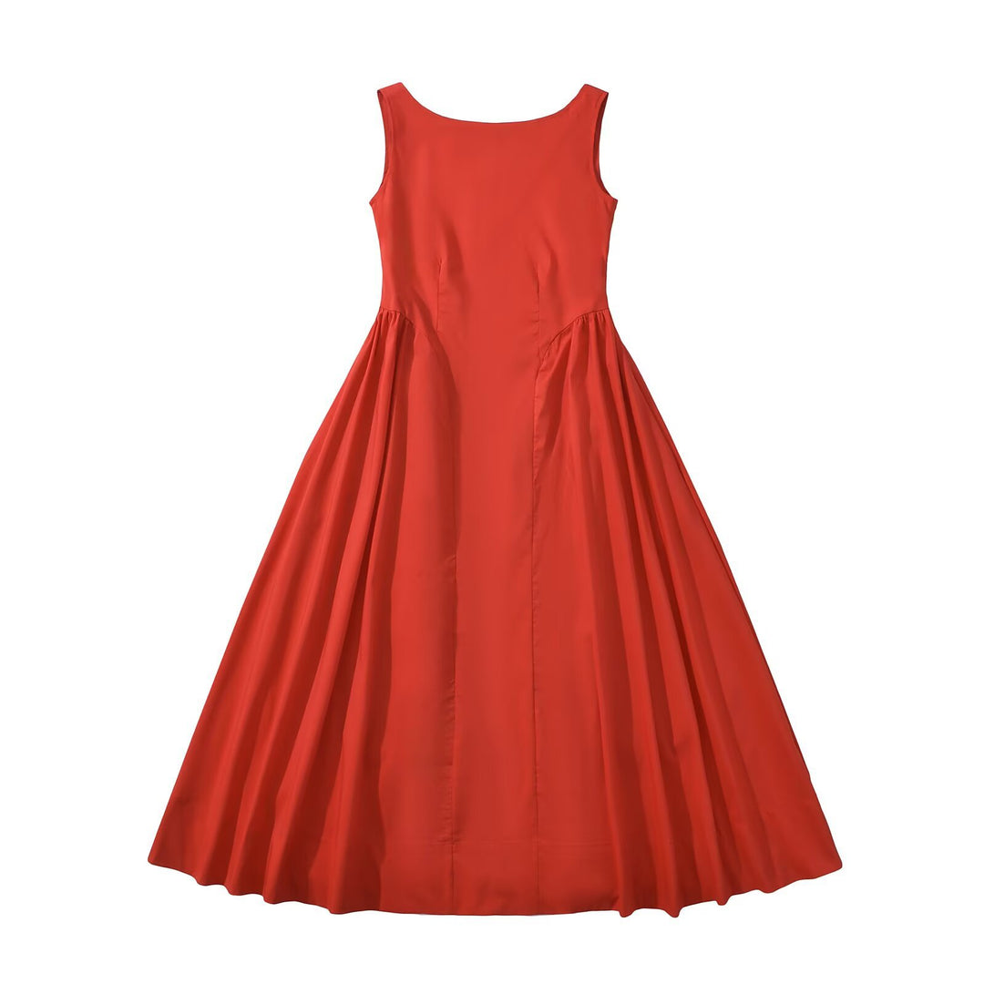 Damen Maxikleid mit elegantem, fließendem Schnitt und Rundhalsausschnitt EB