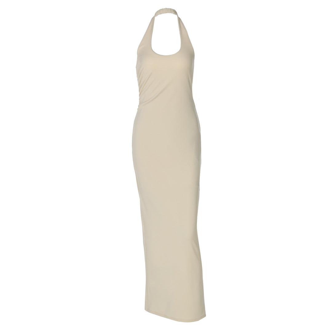 Damen Elegantes Maxikleid mit tiefem Halterneck EB