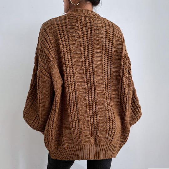 Damen Strickjacke mit oversized Passform und Zopfmuster EB