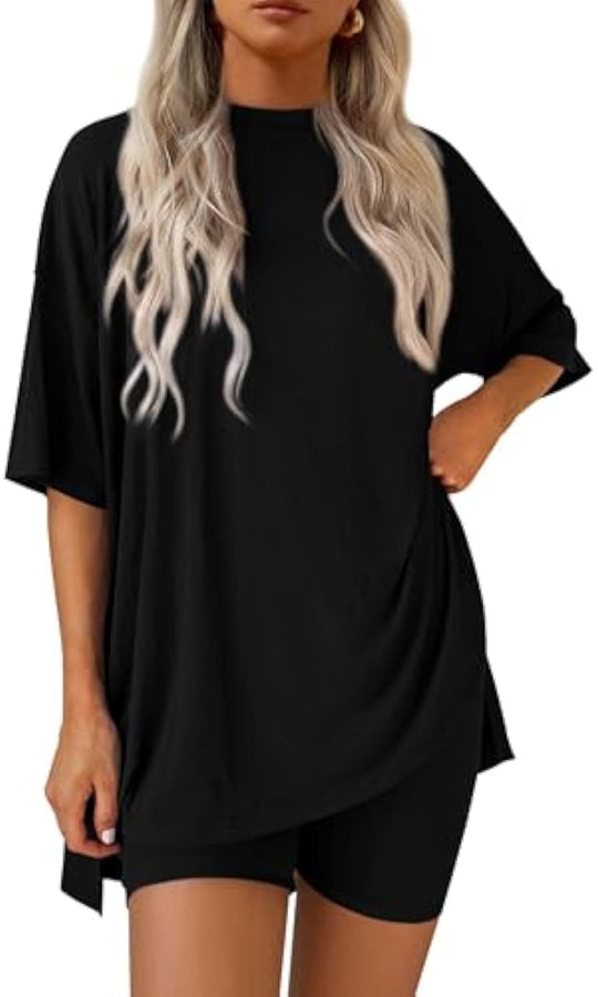 Damen lässiges Sport-T-Shirt mit Shorts im Set EB