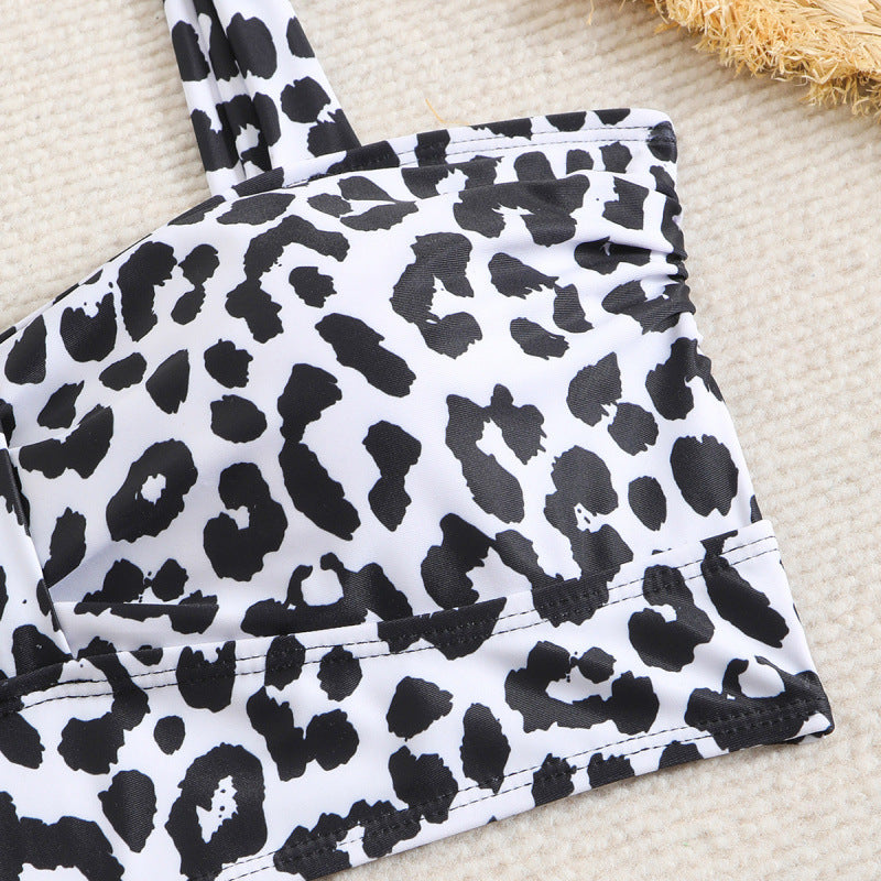 Damen Triangel-Bikini mit modischem Leopardenmuster und durchdachten Trägerdetails EB